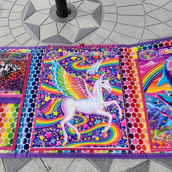 Lisa Frank Vibrant Multicolor Tikanni Wolf Art Activity Tri Fold Binder Set - Picture 8 of 13